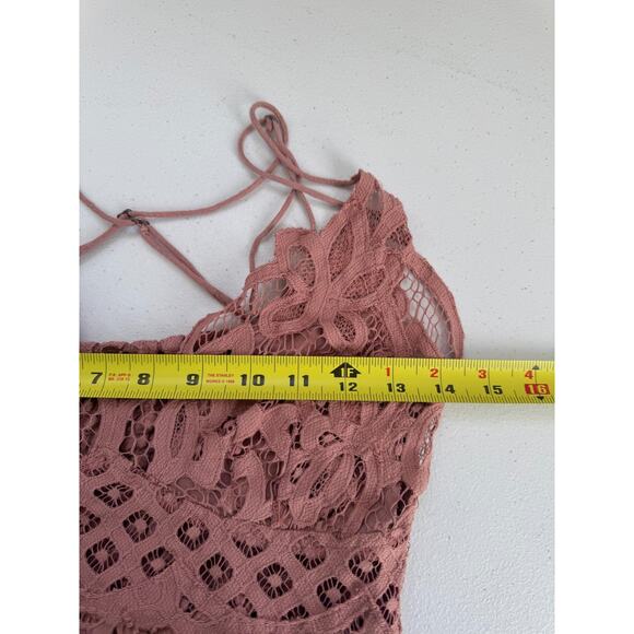 Free People Dress Womens Large Dusty Rose Adella Slip Lace Fairy Boho Coquette - Picture 12 of 14